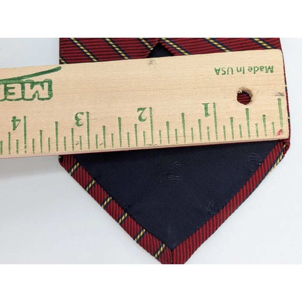 Brooks Brothers MAKERS REPP Men's Silk Tie Red W/ Golden‎ Stripes 58